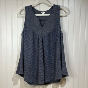 POL NWOT Women’s waffle ribbed keyhole sleeveless Gray Top